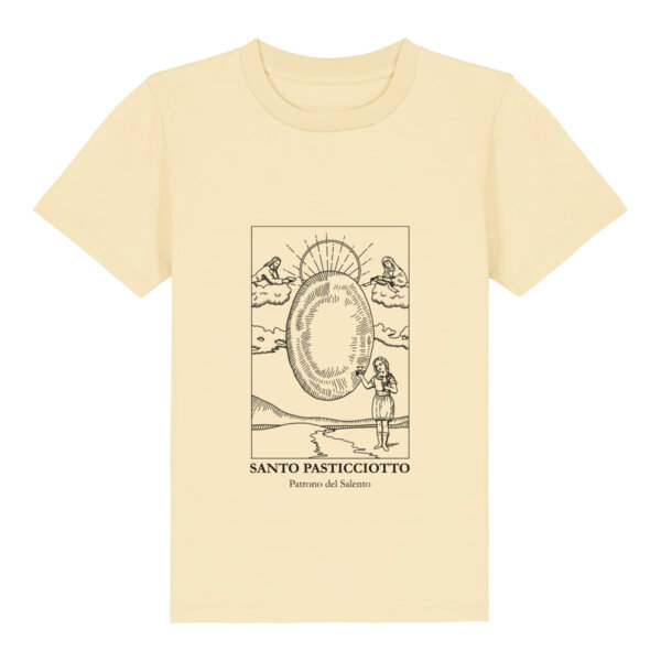 T-shirt Giallo Sporco Bambino Santo Pasticciotto Disegno Fronte