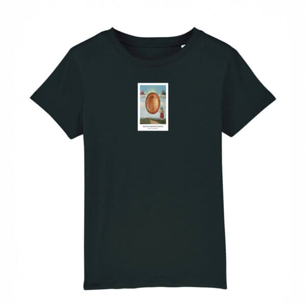 T-shirt Nera Bambino Santo Pasticciotto Santino Fronte