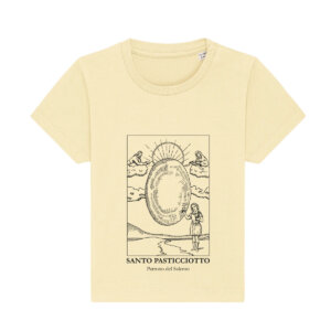T-shirt Giallo Sporco Neonato Santo Pasticciotto Disegno Fronte