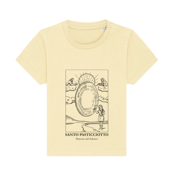 T-shirt Giallo Sporco Neonato Santo Pasticciotto Disegno Fronte