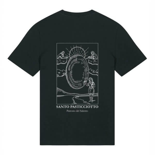 T-shirt Nera Santo Pasticciotto Disegno Back