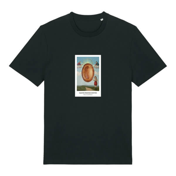 T-shirt Nera Santo Pasticciotto Santino Fronte